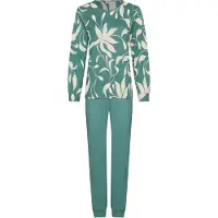 Pastunette Pyjama 'Nordic Leaf' crème / donkergroen