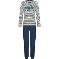Pastunette Pyjama 'Nordic Bloom' donkerblauw / offwhite
