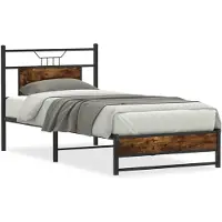 vidaXL Bedframe zonder matras hout gerookt eikenkleurig 75x190 cm