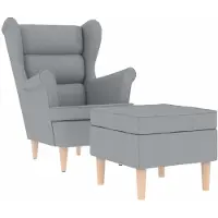 vidaXL Fauteuil met voetenbankje stof lichtgrijs