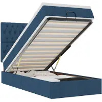 vidaXL Bed poef met matras en LED's 100x200 cm stof blauw