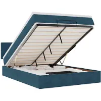 vidaXL Ottoman bed met matras en LED's 140x200cm fluweel donkerblauw
