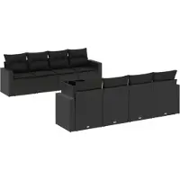 vidaXL 9-delige Loungeset met kussens poly rattan zwart