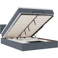 vidaXL Ottoman bed met matras 140x190cm fluweel donkergrijs
