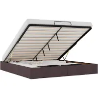 vidaXL Bedframe zonder matras 200x200 cm stof donkerbruin