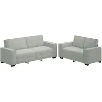 vidaXL 2-delige Loungeset met kussens fluweel lichtgrijs