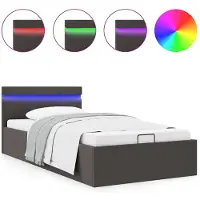 vidaXL Bedframe met opslag en LED stof donkergrijs 90x200 cm
