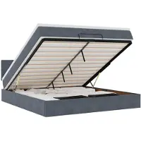 vidaXL Ottoman bed met matras en LED's 180x200cm fluweel donkergrijs