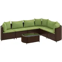 vidaXL 7-delige Loungeset met kussens poly rattan bruin