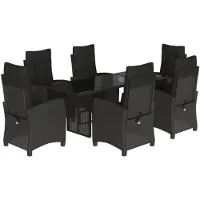 vidaXL 7-delige tuinset met kussens, zwart, van polyrotan