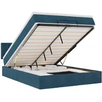 vidaXL Ottomanbed met matras en LED-verlichting, donkerblauw, 140x190 cm, fluweel