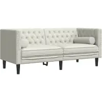 vidaXL Tweezitsbank Chesterfield-stijl en bolsters fluweel crèmekleur