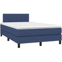 vidaXL Boxspringbed met matras, blauw, 120x190 cm, gestoffeerd