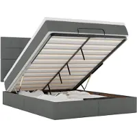 vidaXL Ottoman bed met matras en LED's 140x190cm stof donkergrijs