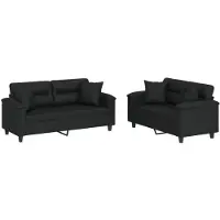 vidaXL 2-delige Loungeset met kussens kunstleer zwart