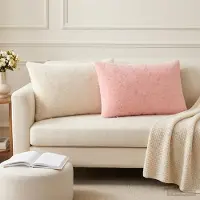 vidaXL Kussensloop 6 st HEERLEN Roze 50 x 70 cm Nep Konijnenbont