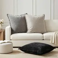 vidaXL Kussensloop 6 st HOUTEN Donkergrijs 70 x 70 cm Chenille Stof