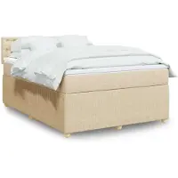 vidaXL Boxspring met matras stof crèmekleurig 140x190 cm