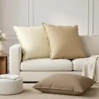 vidaXL Kussensloop 2 st HOUTEN Crèmekleurig 70 x 70 cm Polyester