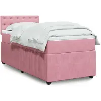 vidaXL Boxspringbed met matras, roze, 100x200 cm, fluweel