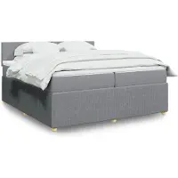 vidaXL Boxspring met matras stof lichtgrijs 200x200 cm