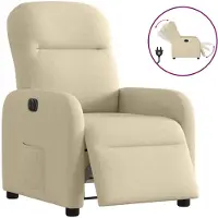 vidaXL Fauteuil verstelbaar elektrisch stof crèmekleurig