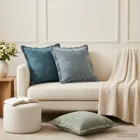 vidaXL Kussensloop 2 st HOUTEN Lichtblauw 50 x 50 cm Chenille Stof