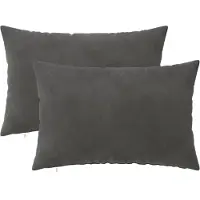 vidaXL Kussensloop 2 st HEERLEN Donkergrijs 40 x 60 cm fluweel