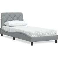 vidaXL Bed met matras, lichtgrijs, 90x200 cm, gestoffeerd