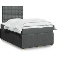vidaXL Boxspring met matras stof donkergrijs 120x200 cm