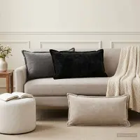 vidaXL Kussensloop 2 st HOUTEN Lichtgrijs 40 x 80 cm Chenille Stof