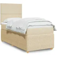 vidaXL Boxspringbed met matras, crème kleur, 80x200 cm, stoffen bekleding