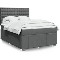 vidaXL Boxspring met matras stof donkergrijs 160x200 cm