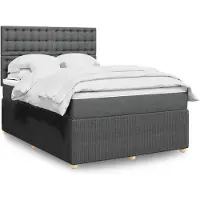 vidaXL Boxspring met matras stof donkergrijs 160x200 cm