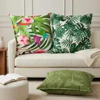 vidaXL Kussensloop 2 st HOUTEN Blad Design 65 x 65 cm Polyester