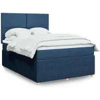 vidaXL Boxspringbed met matras, blauw, 140x200 cm, gestoffeerd