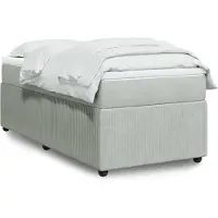 vidaXL Boxspring met matras fluweel lichtgrijs 100x200 cm