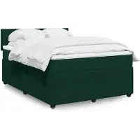 vidaXL Boxspring met matras fluweel donkergroen 140x200 cm