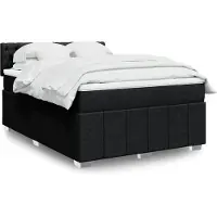 vidaXL Boxspring met matras stof zwart 140x200 cm