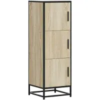 vidaXL Hoge kast 35,5x35x106,5 cm bewerkt hout en metaal sonoma eiken