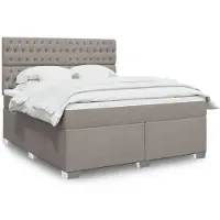 vidaXL Boxspring met matras stof taupe 180x200 cm