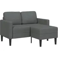 vidaXL Tweezitsbank met chaise longue L-vorm donkergrijs 125 cm stof