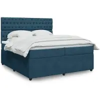 vidaXL Boxspringbed met matras, blauw, 200x200 cm, fluweel
