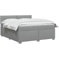 vidaXL Boxspringbed met matras en LED-verlichting, lichtgrijs, 140 x 190 cm, stof