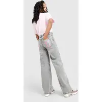 Pink Soda Sport Girls' Satin Bow Jeans Junior - Grijs - Kind, Grijs