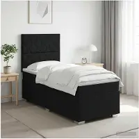 vidaXL Boxspringbed met matras met hoofdeinde Zwart 90 x 200 cm Stof