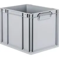 Schäfer Shop Stapelbak Eurobox - serie Economy - kunststof - B 400 x D 300 x H 320 mm - 30 l - gesloten handgrepen - grijs - ons merk Schaefer Shop Pure