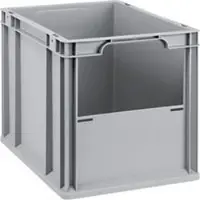 Schäfer Shop Stapelbak Eurobox - serie Economy - kunststof - B 400 x D 300 x H 320 mm - 30 l - open voorkant - grijs - ons merk Schaefer Shop Pure