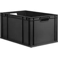 Schäfer Shop Eurobox-serie Economy, open handgrepen, gerecycled kunststof, B 600 x D 400 x H 320 mm, 65 l, antraciet