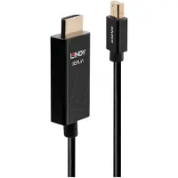 Lindy 40923 DisplayPort-kabel HDMI Aansluitkabel Mini DisplayPort-stekker, HDMI-A-stekker 3.00 m Zwart